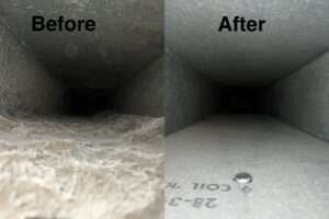 Improved air ducts after professional cleaning, showing clearer and more efficient airflow.