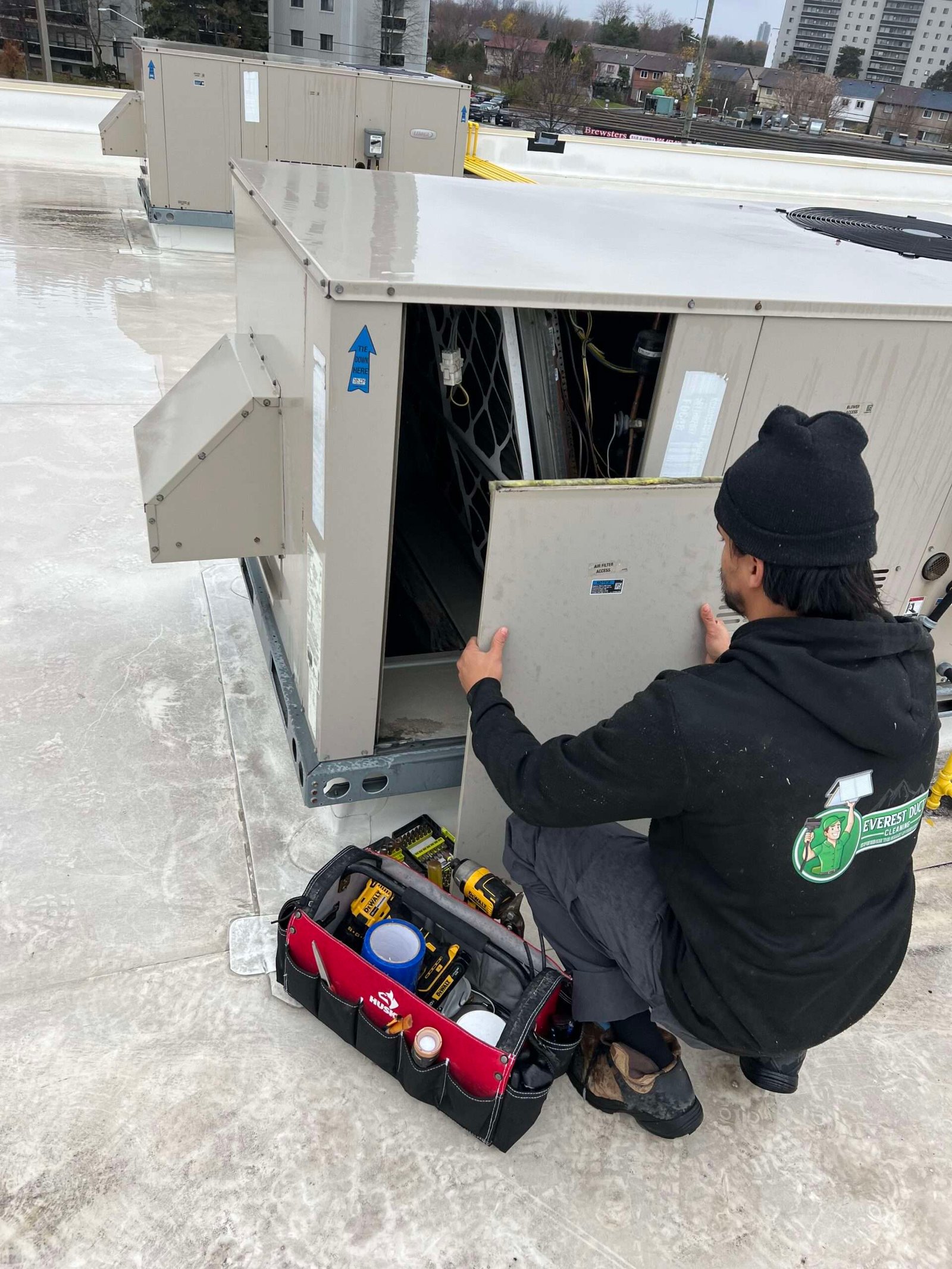 Technician inspecting a Furnace