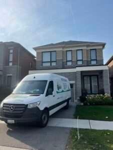 Reliable duct cleaning in Aurora Ontario - Everest Duct Cleaning Van parked outside a home after completing duct cleaning service.